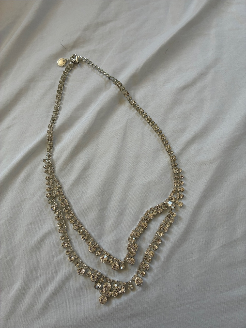 Charter Club Silver-Tone Double Strand Crystal Necklace